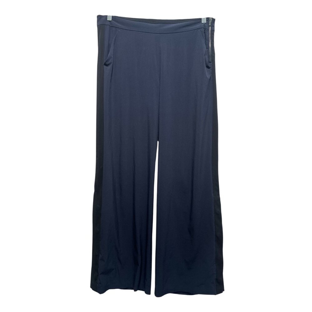 Athleta Gramercy Track Trouser Pants Women 12 Blue Wide Leg Flare Office Classic - Picture 5 of 16